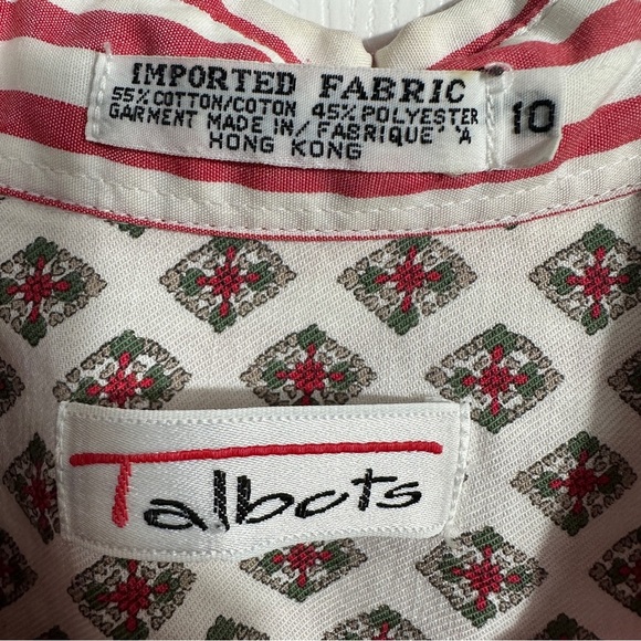 Vintage Talbots button down shirt, size 10, red/white stripe, contrasting trim - Picture 8 of 10